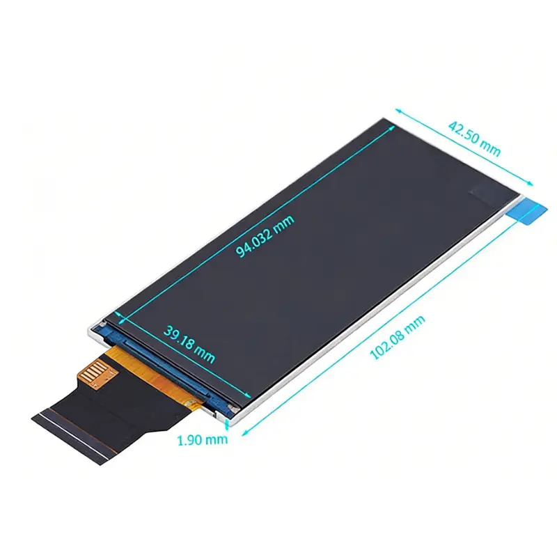 Dimension drawing of 3.99 Inch Bar Type IPS LCM Display 400×960 Intelligent Education Robot SPI+RGB 40pin, HS399R08BM35-Y01