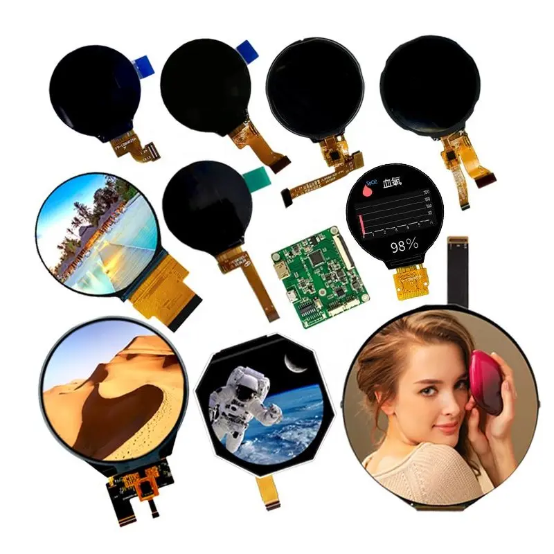 Custom round LCD displays for smart home controls, wearable devices, dashboard interfaces, circular meters, and differentiated products requiring round screen formats.