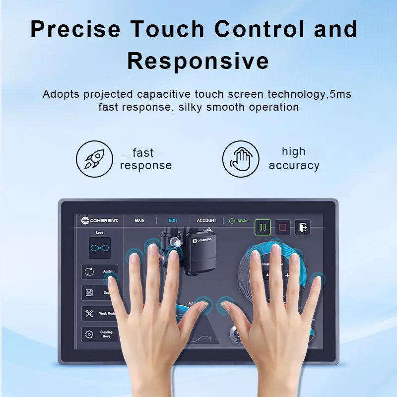 Custom touch panel solutions including capacitive and resistive touch for HMI systems, medical devices, industrial terminals, smart controls, and interactive commercial equipment.