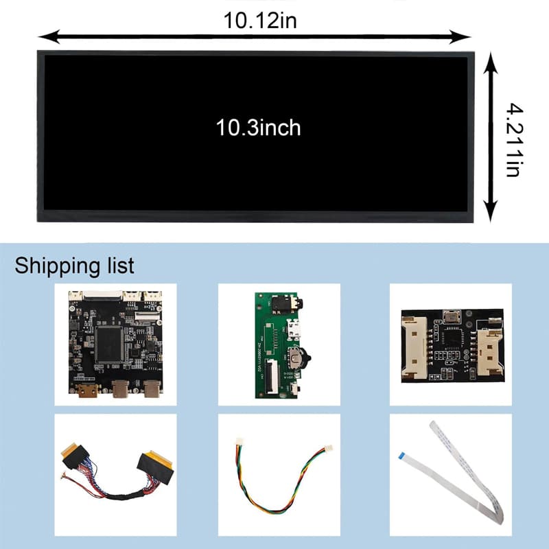 Dimension drawing of 10.3 Inch Outdoor In-Cell Touch Bar LCD Display for Smart Retail, HS003560, Outdoor In-Cell Touch Bar
