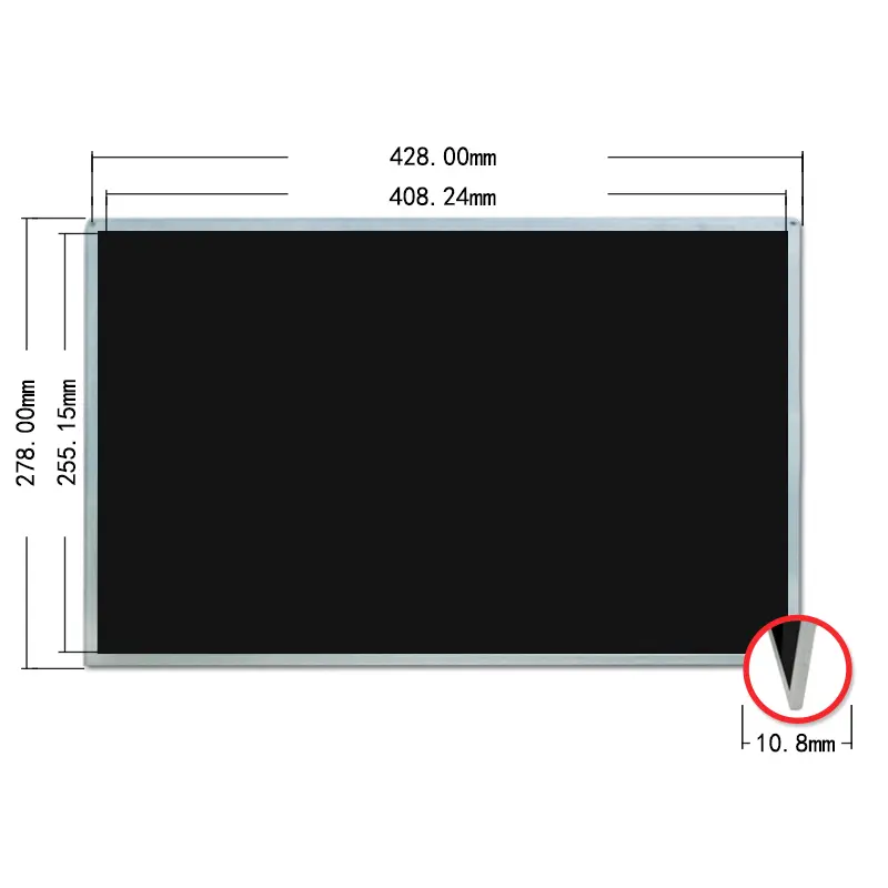 Dimension drawing of 19 Inch WXGA Plus Industrial LCD Display Module for Bus Station Kiosks, HS0190GA01-C100, WXGA Plus