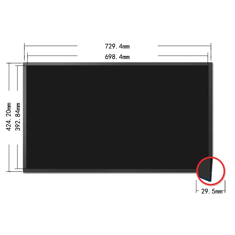 Dimension drawing of 32 Inch High Brightness Industrial LCD Module Wide Temperature, HS0320GB01-C150, 32 Inch High