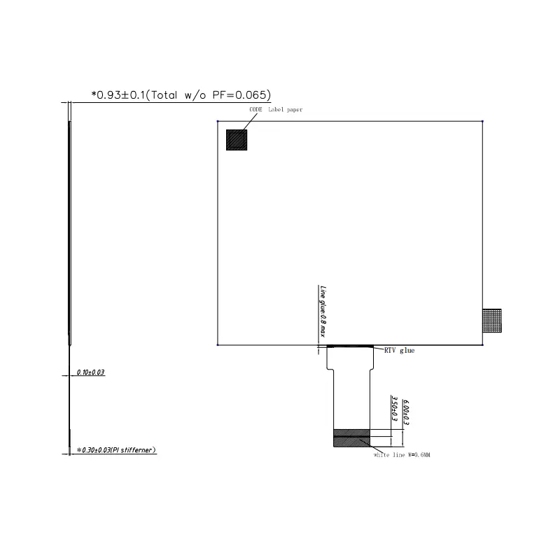 Dimension drawing of 4.2 Inch Low Power E-Paper Display Module for OEM R&D Teams, E-paper display module, 4.2 Inch Low Power