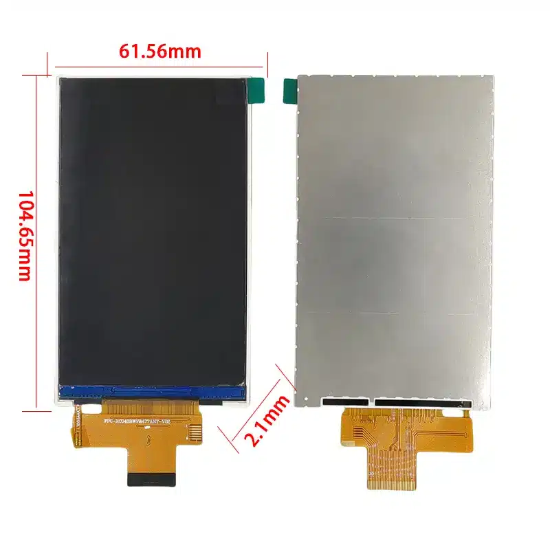 Dimension drawing of 4.3″ 800×480 400nits MIPI IPS Industrial Wearable TFT Module 1200:1, HS0438477, 4.3 800x480 400nits
