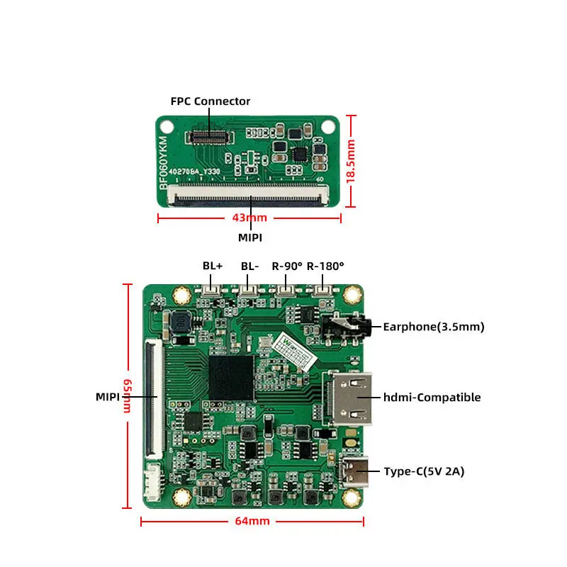 HS060S02K-02 Additional product image of 6 Inch Flexible OLED Display Smart Device Module for Wearables, huisoar, HS060S02K, Flexible