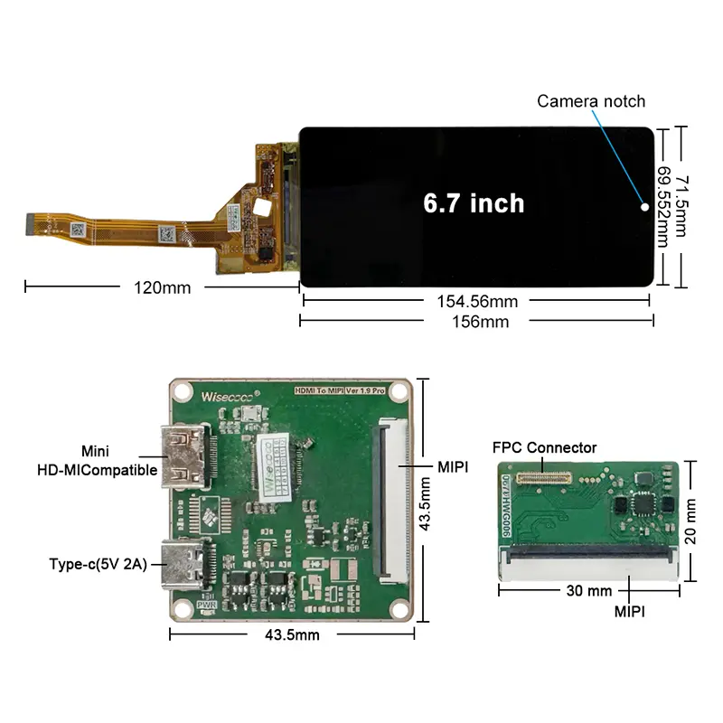 Additional product image of 6.67 Inch Bendable Rollable OLED Screen Module for Prototypes, huisoar, HS0667OLED, Bendable