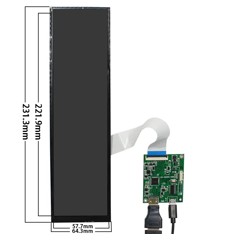 Dimension drawing of 8.8 Inch MIPI Vertical Bar LCD Screen Kit for Embedded HMI, HS088MP-V1+HS088KPW1-A 480X1920, MIPI