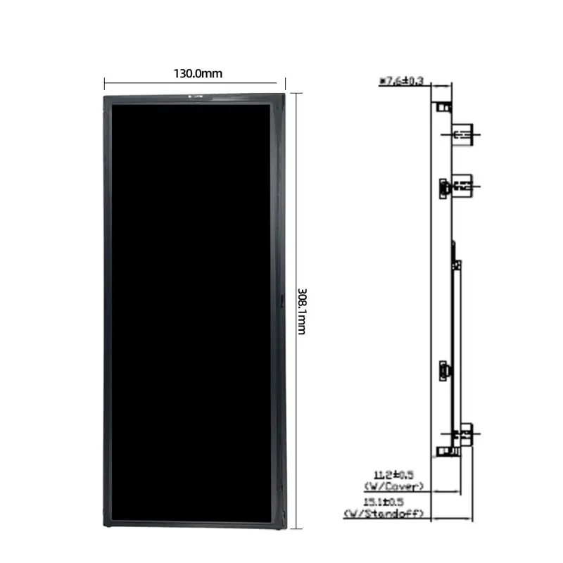 Dimension drawing of 12.3 Inch Center Stack LCD Panel 850nits Automotive Industrial Module, HS123JPW2-CO1, Center Stack LCD