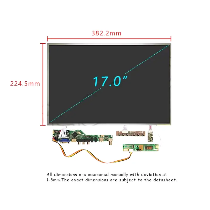 Dimension drawing of 17 Inch Desktop WXGA LCD Module for Monitor Integration, HS170WXGA01, Desktop WXGA LCD Module, 17.0
