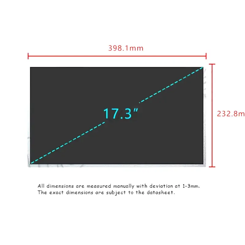 Dimension drawing of 17.3 Inch Replacement Laptop LCD Panel for Legacy Notebooks, HS173HD02, Replacement Laptop LCD Panel