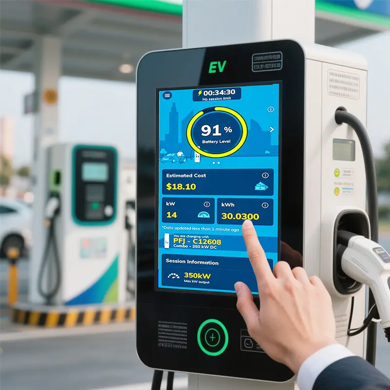 Application scenario image for 21.5 Inch EV Charging Station Display for Outdoor Charging Hubs, 21.5 Inch EV Charging
