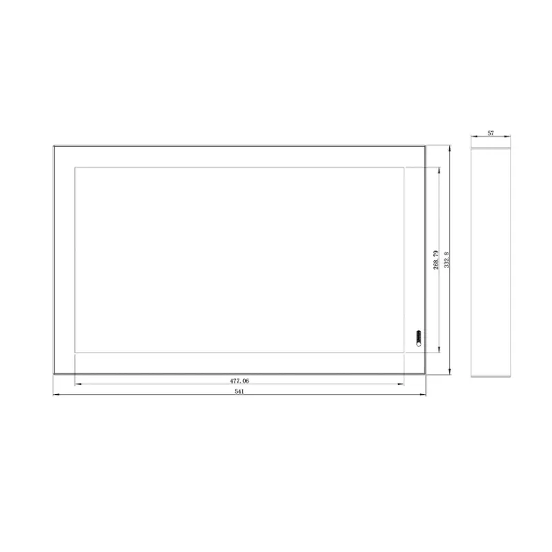 Dimension drawing of 21.5 Inch Outdoor Digital Signage Manufacturer for Transit Hubs, HS215FHB-GE15, Outdoor Digital Signage