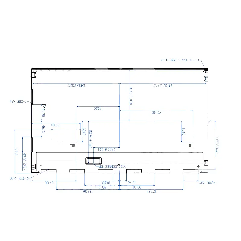 Dimension drawing of 21.5 Inch Panel Mount LCD Module for Industrial HMIs, HS215LVDS19201080IPS-30T, Panel Mount LCD Module