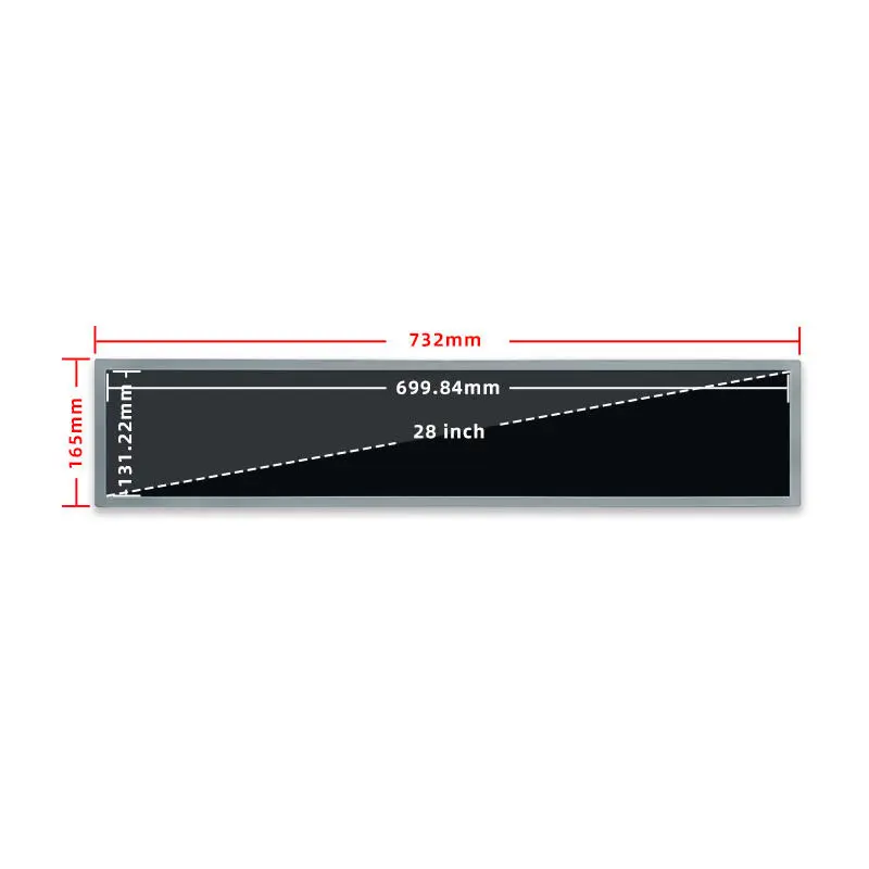 Dimension drawing of 28 Inch Industrial Advertising Stretched TFT LCD Panel for Signage, HS280MM, Industrial Advertising