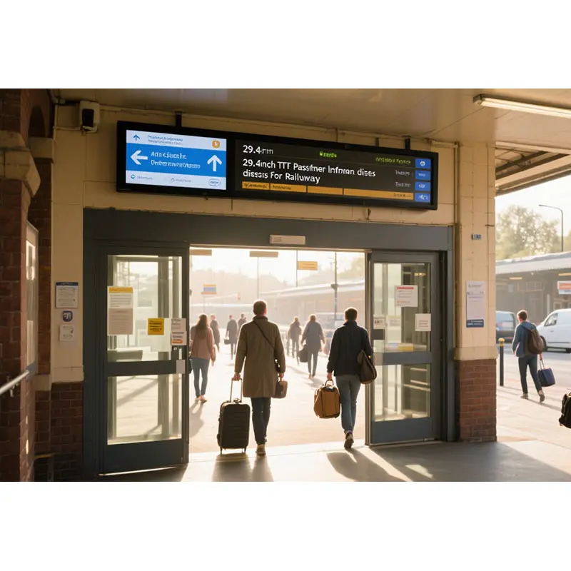 Application scenario image for 29.4 Inch Bar Type LCD Display 1920×720 IPS for Railway Information, 29.4 Inch Bar Type LCD