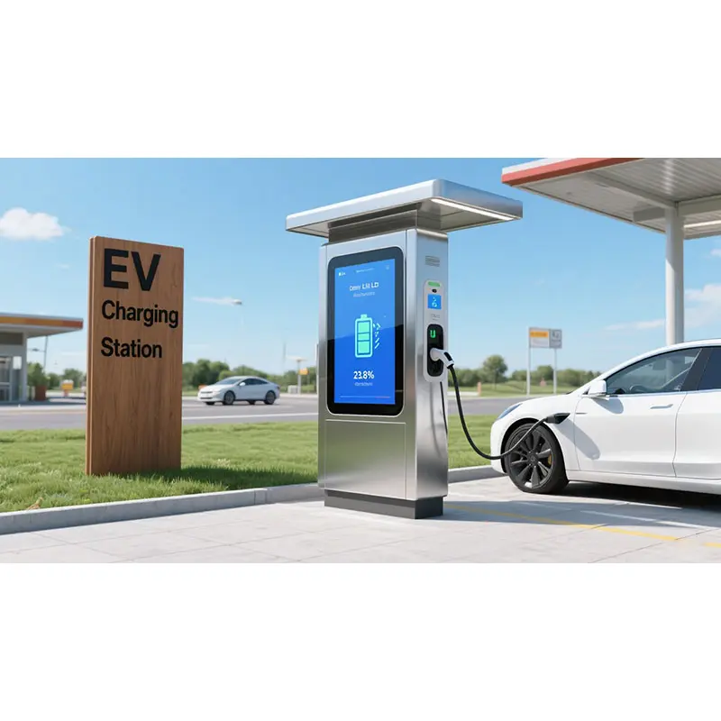 Application scenario image for 32 Inch Sunlight Readable Signboard IP65 FHD for Outdoor Retail and Transit, 32 Inch Sunlight