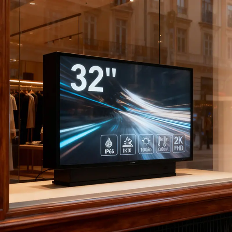 Application scenario image for 32 Inch Wide Temperature Daylight Viewable LCD Monitor for Storefronts, Wide Temperature