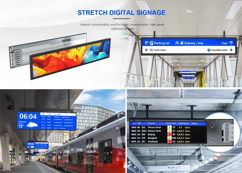 Application scenario image for 49.5 Inch Bar Type LCD Display for Passenger Information, 49.5 inch bar type lcd display