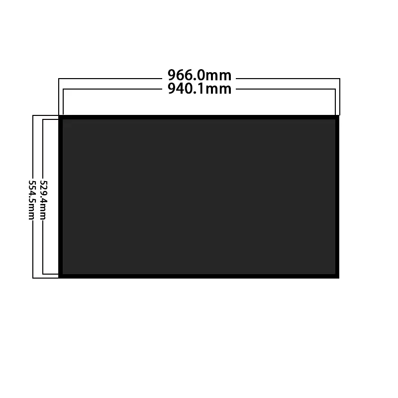 Dimension drawing of 43 Inch Wide Temperature High Brightness Storefront Display for Retail, HS430MNX03D05-BK, Wide