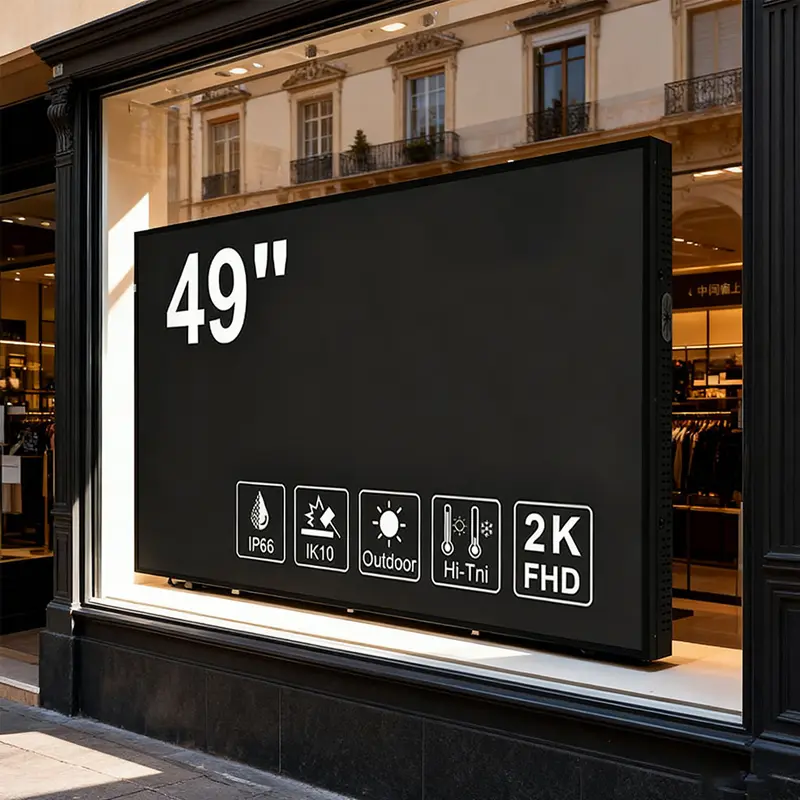 HS490MNX02D01-BK-02 Additional product image of 49 Inch Sunlight Viewable Storefront Digital Signage Display, huisoar, HS490MNX02D01-BK