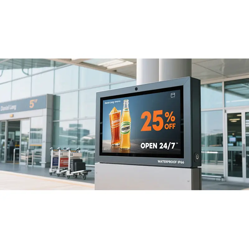 Application scenario image for 55 Inch Outdoor Digital Signage IP65 4K Display for High-Brightness Public Displays, 55 Inch