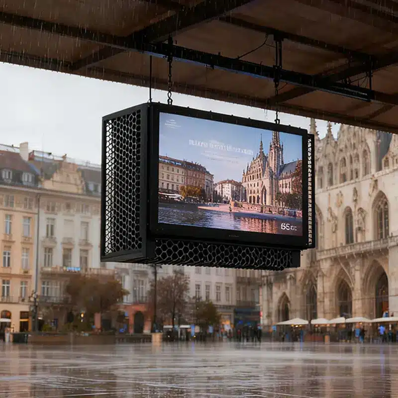 Application scenario image for 65 Inch Fanless Outdoor Signage Display for Smart Cities, Fanless Outdoor Signage Display
