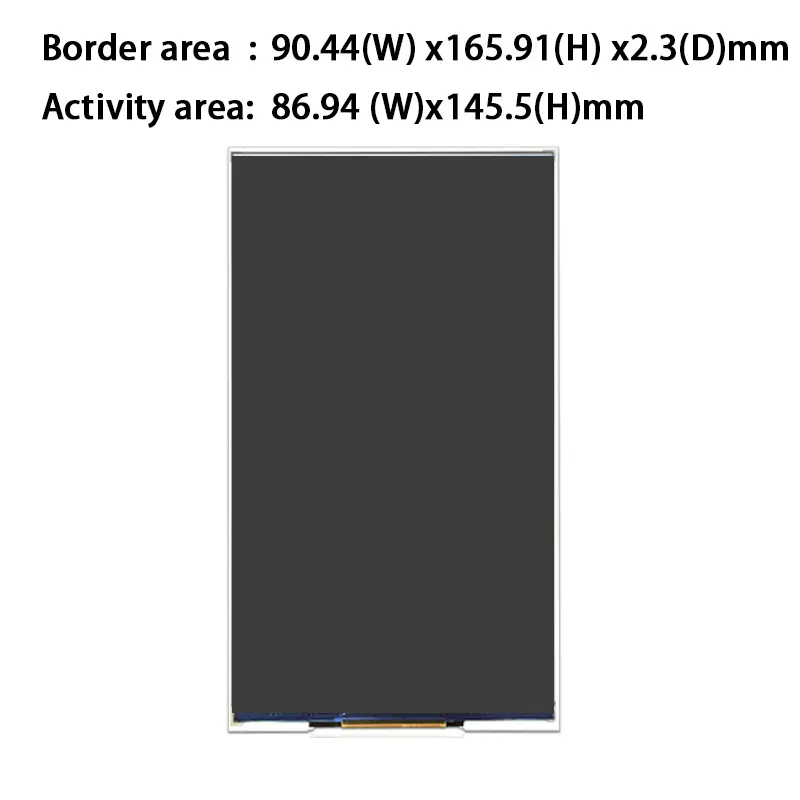 Dimension drawing of 7 Inch IPS Display MIPI 720×1280 for Smart Terminals, HS700102S0, 7 inch IPS display MIPI, 7.0 inch