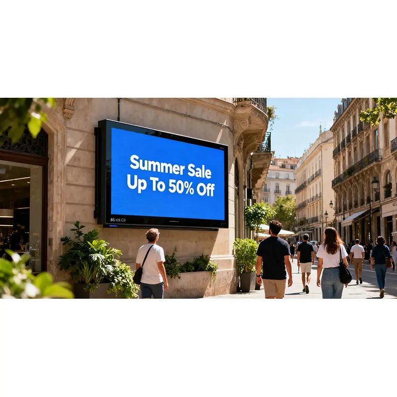Application scenario image for 86 Inch Large Format 4K TFT Panel for Outdoor Signage, Large Format 4K TFT Panel, Without