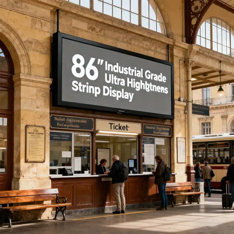 86 Inch Bar Type LCD Panel for Transit Hub Outdoor Digital Signage