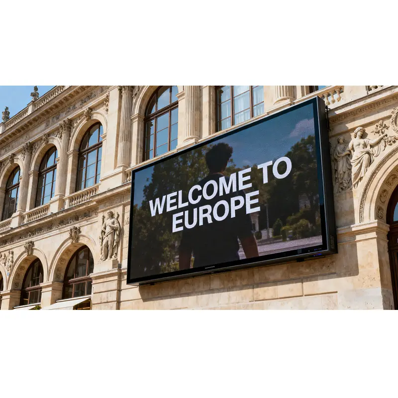 Application scenario image for 98 Inch Daylight Readable Display Module for Public Signage, Daylight Readable Display