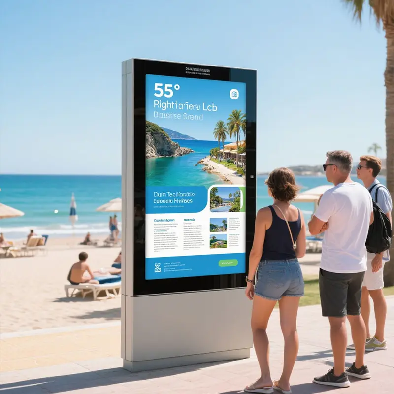 Application scenario image for 75 Inch Waterproof Digital Signage Monitor for Transit Hubs, Waterproof Digital Signage