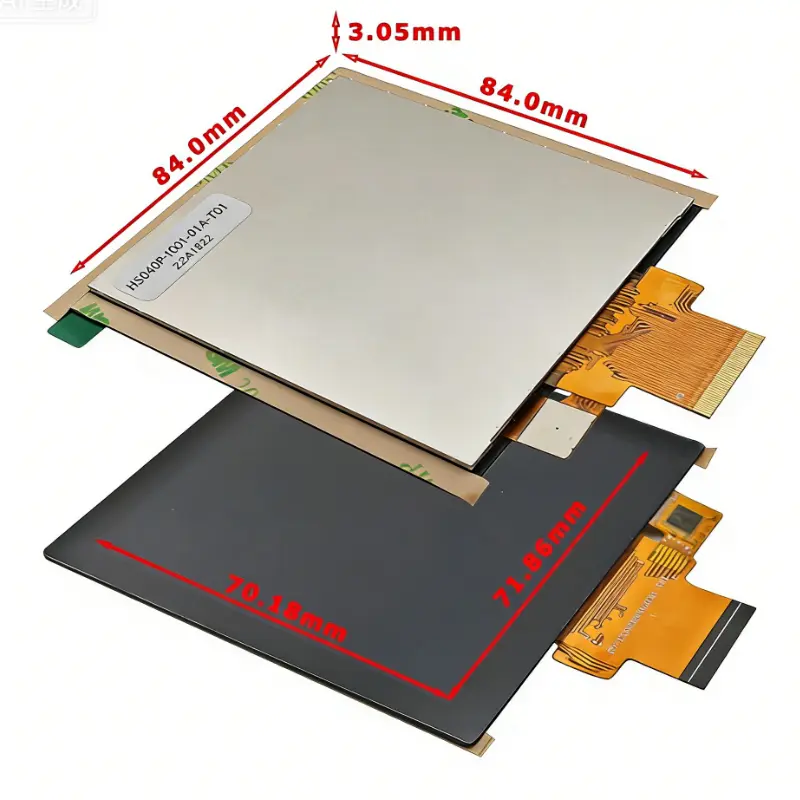 Dimension drawing of 4 Inch IPS TFT LCD Display 480×480 Capacitive Touch Smart Home Module 40pin RGB, HS040P1001-01A-TQ1, 4