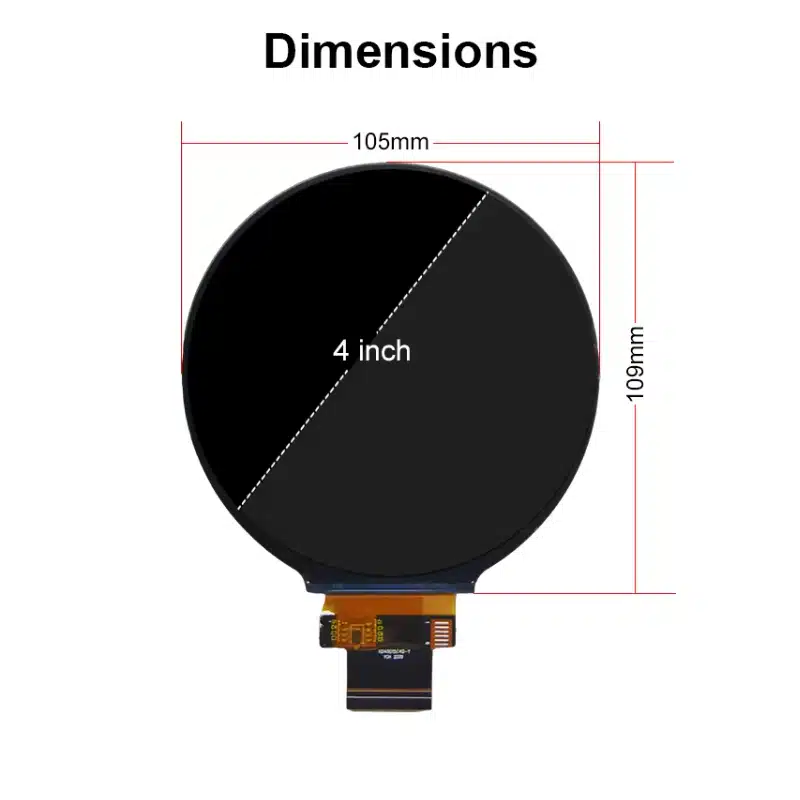 Dimension drawing of 4 Inch Circular TFT LCD Module 720×720 IPS for Automotive Displays, HS40015C40-Y, 4 Inch Circular TFT