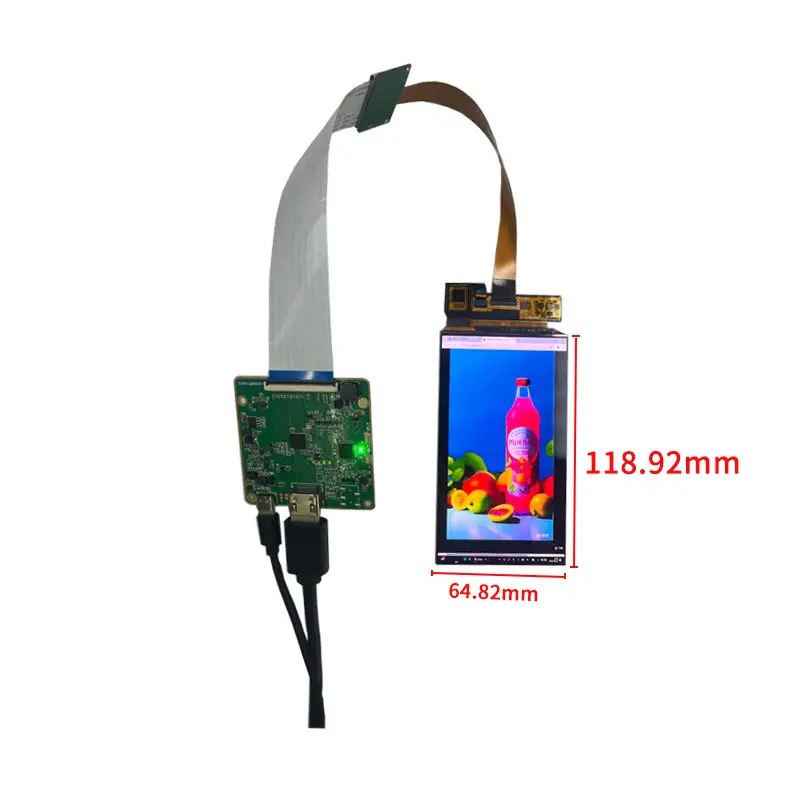 Dimension drawing of 5.1 Inch Portrait AMOLED Display Module for HMI Embedded Prototypes, HS2MIPI-V1, Portrait AMOLED