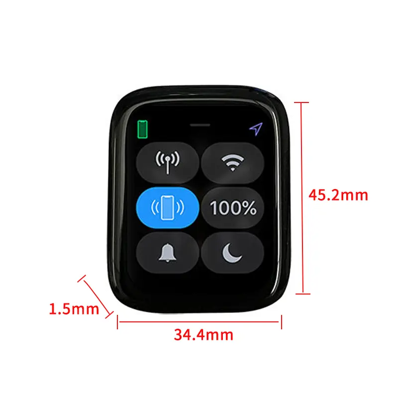 Dimension drawing of 1.78 Inch Square AMOLED Display SPI Touch Screen for Smart Watches, HS0178VVO3A-V1, 1.78 Inch Square