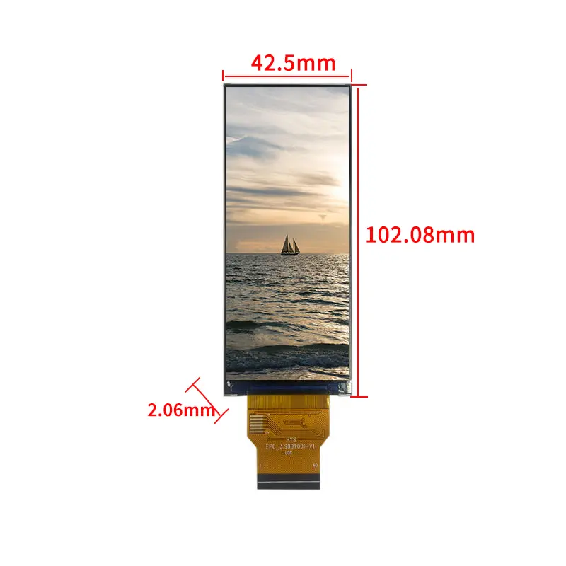 Additional product image of 4 Inch Bar Type TFT Display 400×960 SPI RGB for Embedded Devices, huisoar, HS040AA27A-V, 4 Inch