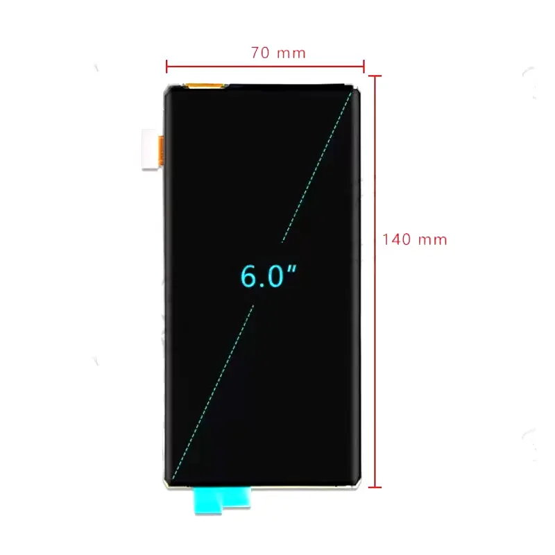 Dimension drawing of 6″ Flexible AMOLED LCD Module for Smart Products MIPI 2160×1080, HS0600LED, 6 Flexible AMOLED LCD