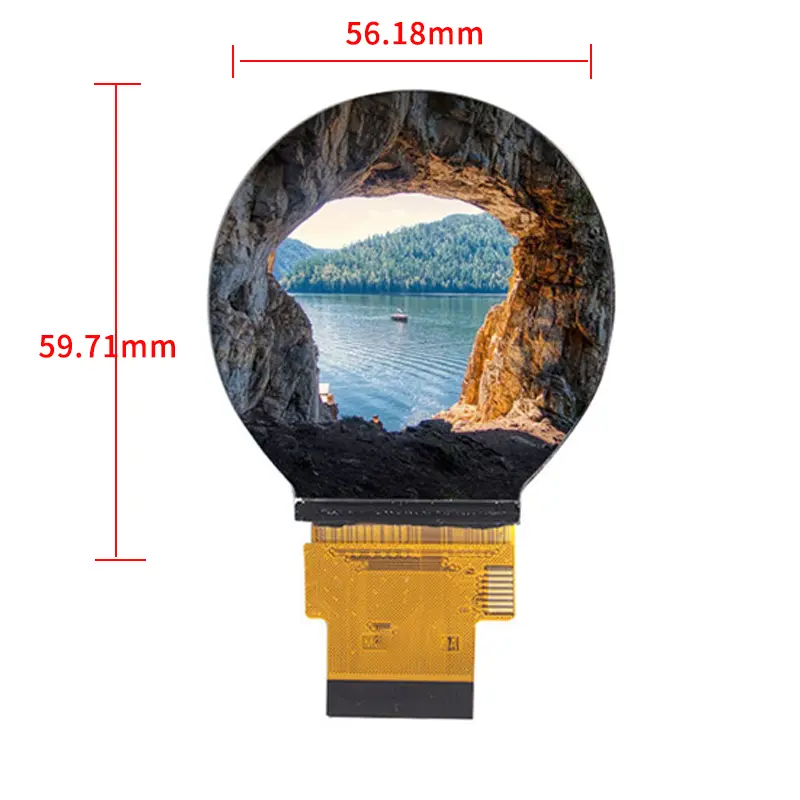 Dimension drawing of 2.1 Inch Compact Circular TFT Touch Display Module for Handhelds, HS021SV02A-V1, Compact Circular TFT