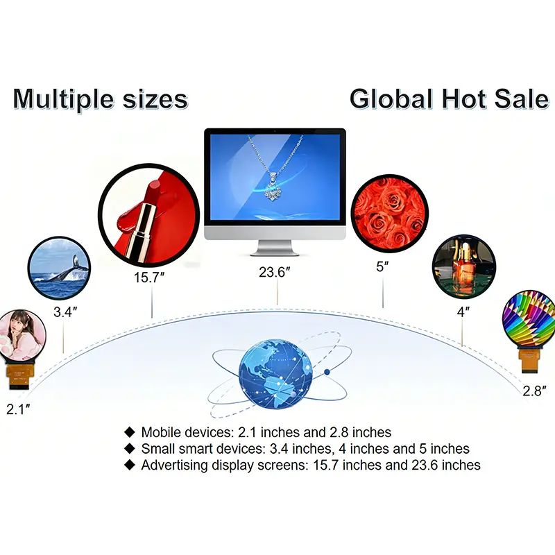 Dimension drawing of 2.8 Inch Round Instrument Touch Display for Control Panels, HS028-40RB-CTP, Round Instrument Touch