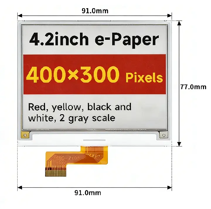 Dimension drawing of 4.2 Inch Four Color ESL Display Module for Supermarkets, HS042TC06A-V1, 4.2 Inch Four Color ESL