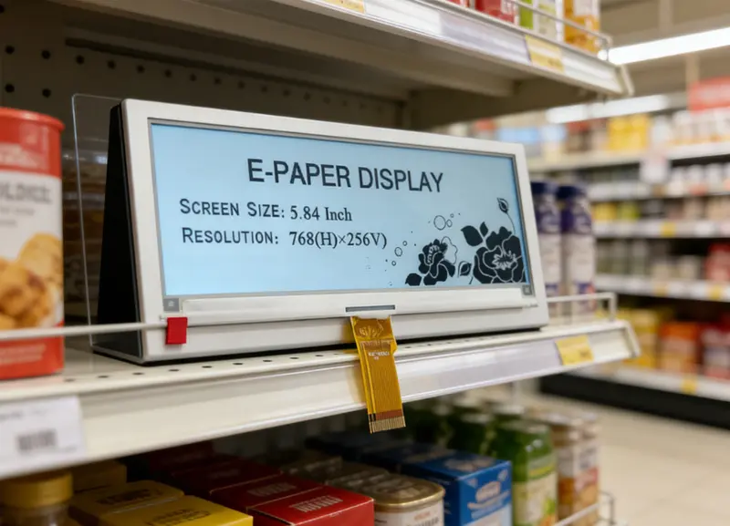 Application scenario image for 5.84 Inch Supermarket Shelf Label E-Paper Module for ESL Systems, Supermarket Shelf Label